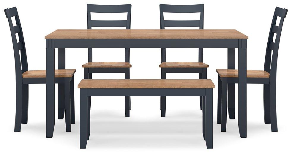 Gesthaven Dining Table with 4 Chairs and Bench (Set of 6)