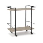 Waylowe Bar Cart with 2 Bottle Holders and Casters