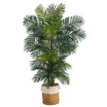 6.5ft Golden Cane Artificial Palm Tree in Handmade Natural Jute and Cotton Planter