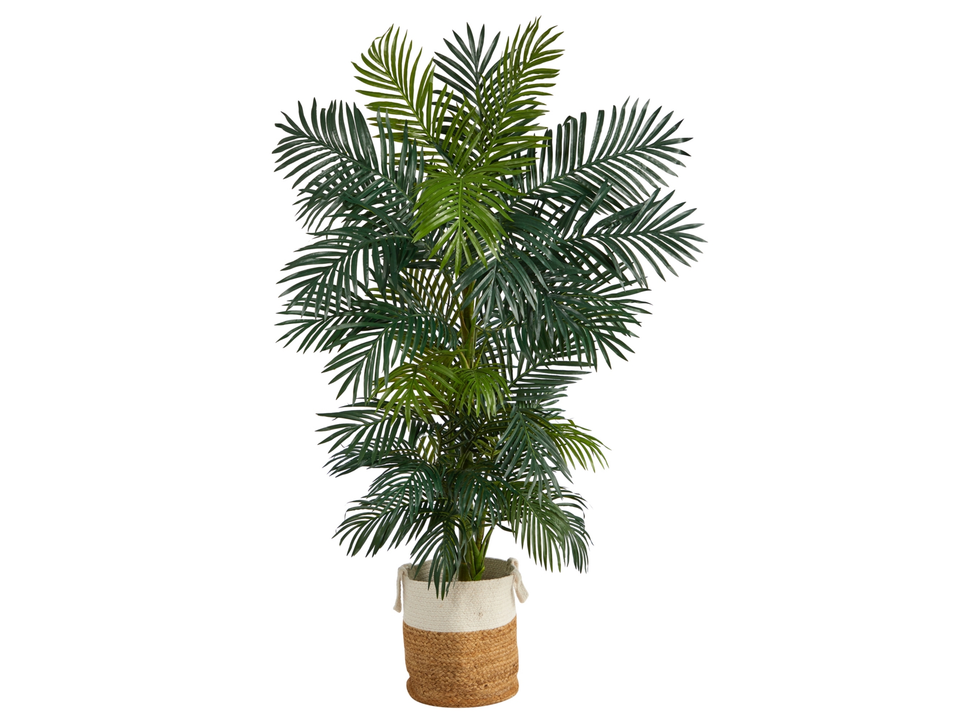 A600030363_2 6.5ft Golden Cane Artificial Palm Tree in Handmade Natural Jute and Cotton Planter - Image 1