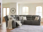 5Z-Harrenhurst 5-Piece Leather Dual Power Reclining Modular Sectional