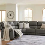5Z-Harrenhurst 6-Piece Leather Dual Power Reclining Modular Sectional with Console