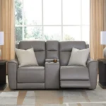 5Z-Relaxation Dual Power Leather Reclining Loveseat with Console