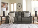 5Z-Harrenhurst 3-Piece Leather Dual Power Reclining Modular Loveseat with Console