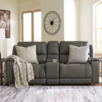 5Z-Harrenhurst 3-Piece Leather Dual Power Reclining Modular Loveseat with Console
