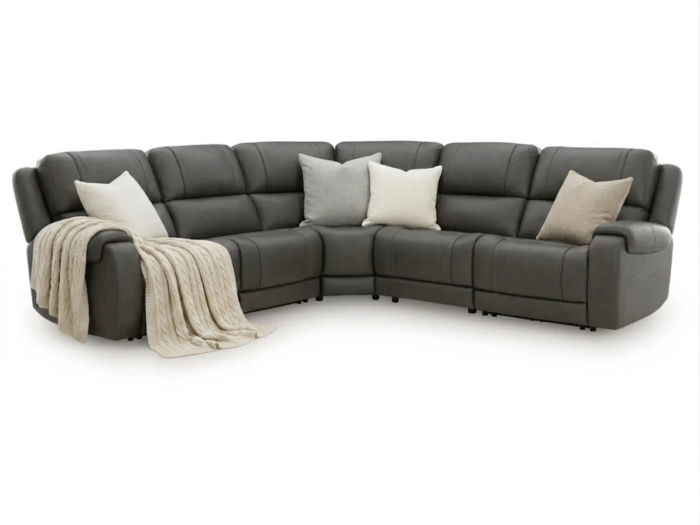 5Z-Harrenhurst 5-Piece Leather Dual Power Reclining Modular Sectional - Image 2