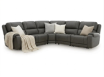 5Z-Harrenhurst 6-Piece Leather Dual Power Reclining Modular Sectional with Console - Image 2