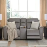 5Z-Relaxation Dual Power Leather Reclining Loveseat with Console