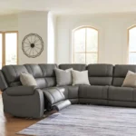 5Z-Harrenhurst 5-Piece Leather Dual Power Reclining Modular Sectional