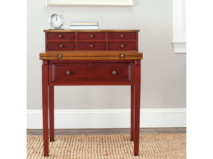 7 Drawer Fold Down Desk - Brown - Image 2