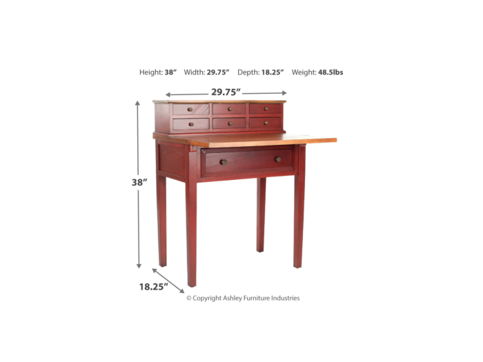 7 Drawer Fold Down Desk - Brown - Image 4