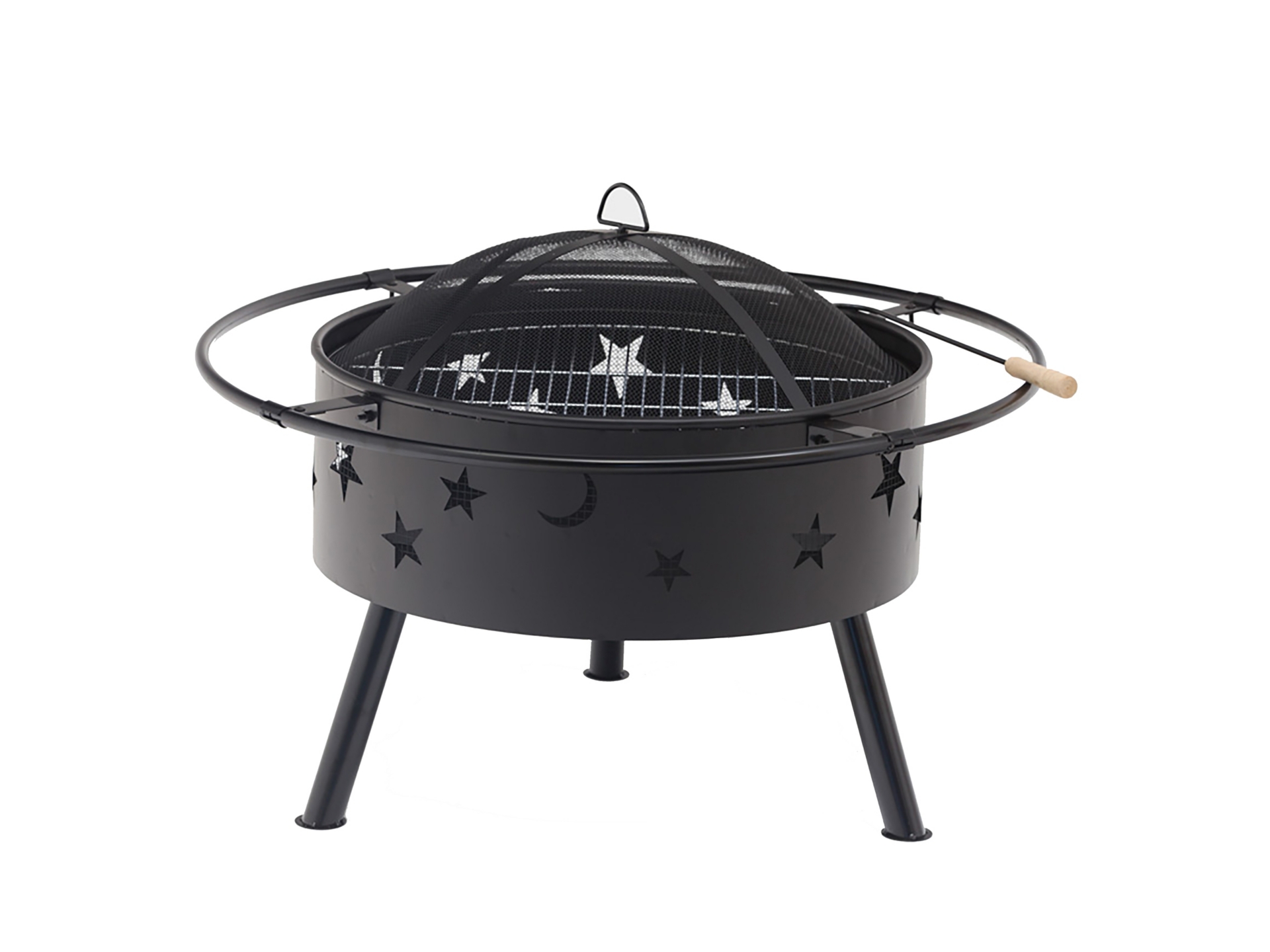 P600001608_2 Outdoor Star & Moon Steel Wood Burning Round Fire Pit - Image 1