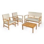 Jonathan Y Barclay Outdoor Sofa and 2 Chairs with Coffee Table