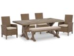 Revare Beach Outdoor Dining Table and 4 Chairs and Bench