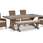 Revare Beach Outdoor Dining Table and 4 Chairs and Bench