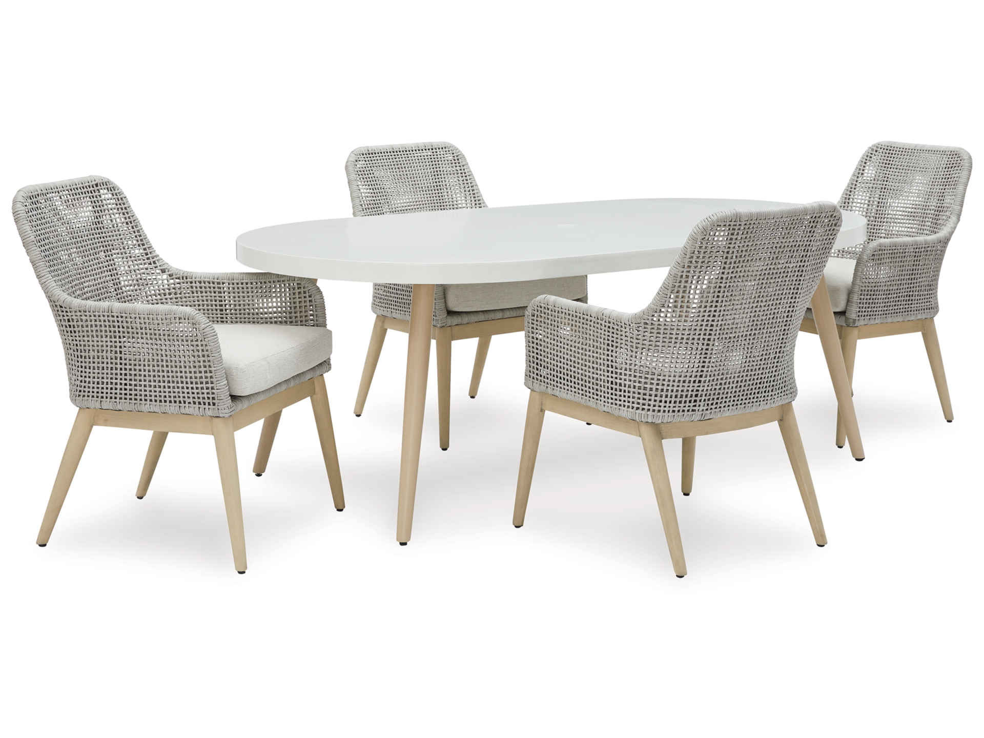 P798-625-601A(4)-SW-P1-KO Seton Creek Outdoor Dining Table and 4 Chairs - Image 1
