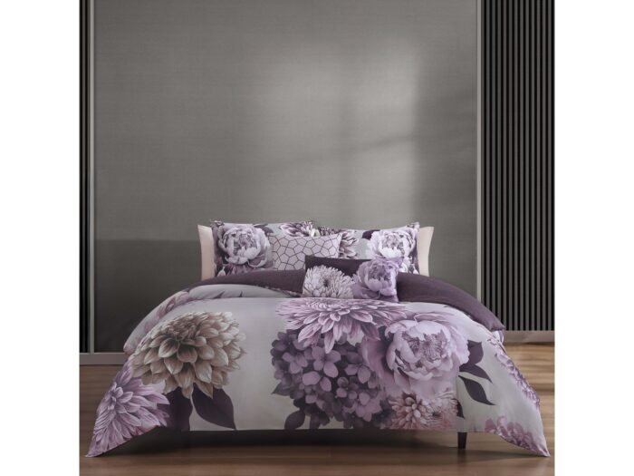Bebejan Plum Petal 100% Cotton Sateen 5 Piece Reversible Comforter Set - Image 2