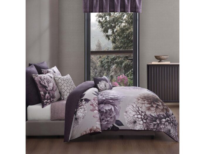 Bebejan Plum Petal 100% Cotton Sateen 5 Piece Reversible Comforter Set - Image 9