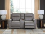 5Z-Relaxation Dual Power Leather Reclining Loveseat with Console - Image 2