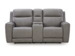 5Z-Relaxation Dual Power Leather Reclining Loveseat with Console