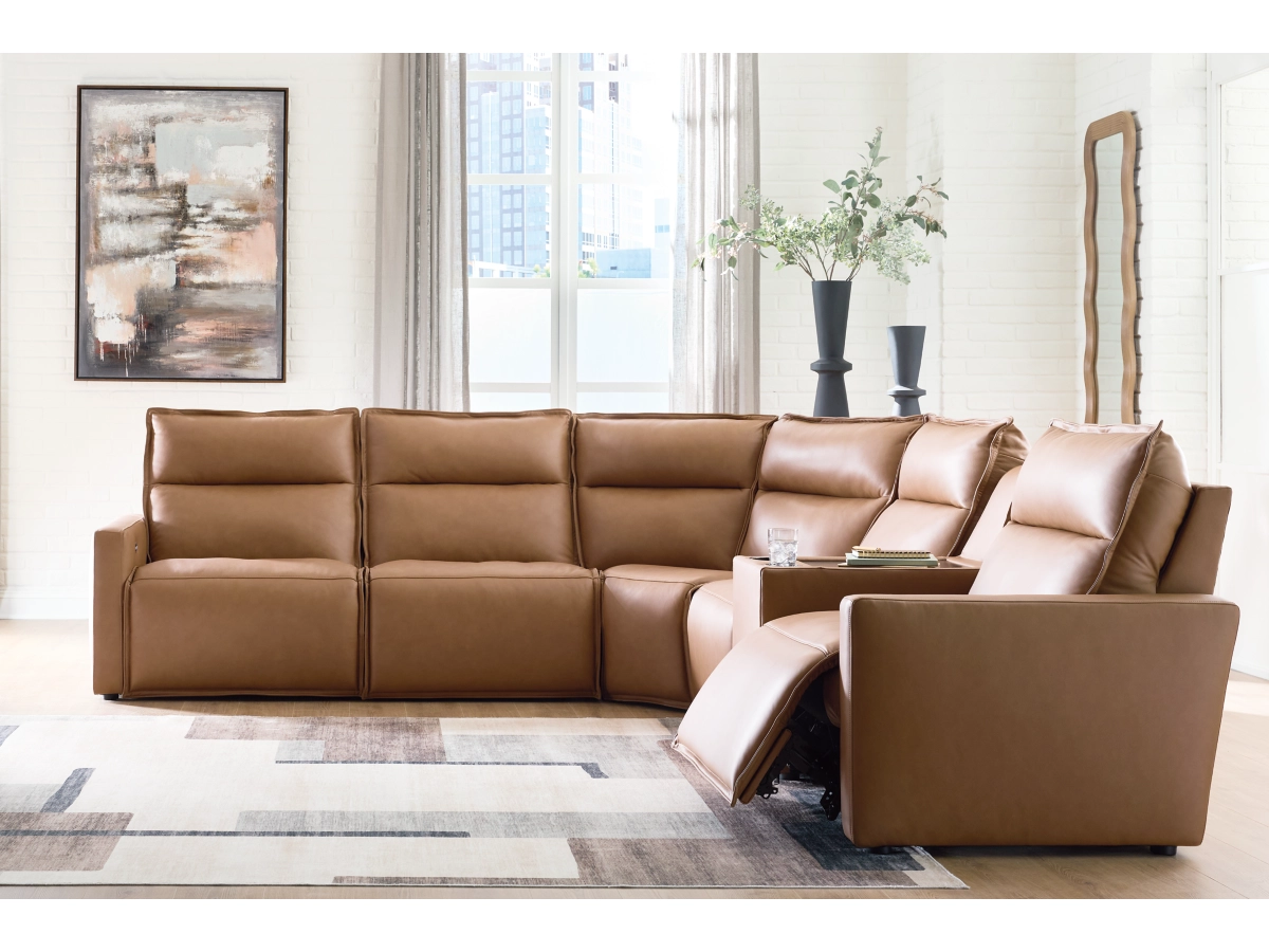 U12300-58-31-77-46-57-62 Arrington 6-Piece Dual Power Leather Reclining Modular Sectional with Console - Image 1