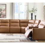 Arrington 6-Piece Dual Power Leather Reclining Modular Sectional with Audio Console
