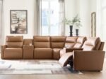 Arrington 7-Piece Dual Power Leather Reclining Modular Sectional with Consoles