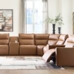 Arrington 7-Piece Dual Power Leather Reclining Modular Sectional with Consoles