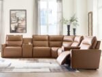 Arrington 7-Piece Dual Power Leather Reclining Modular Sectional with Console and Audio Console