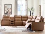 Arrington 7-Piece Dual Power Leather Reclining Modular Sectional with Audio Consoles