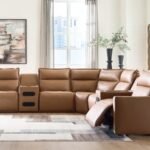 Arrington 7-Piece Dual Power Leather Reclining Modular Sectional with Audio Consoles