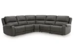 5Z-Harrenhurst 6-Piece Leather Dual Power Reclining Modular Sectional with Console
