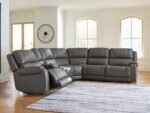 5Z-Harrenhurst 6-Piece Leather Dual Power Reclining Modular Sectional with Console