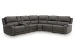 5Z-Harrenhurst 6-Piece Leather Dual Power Reclining Modular Sectional with Console - Image 2