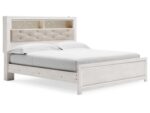 Altyra King Panel Bed with Upholstered Bookcase Headboard