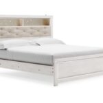 Altyra King Panel Bed with Upholstered Bookcase Headboard