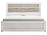 Altyra King Panel Bed with Upholstered Bookcase Headboard - Image 3