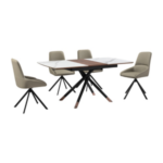 Armen Living Alora and Maverick Extendable Dining Table and 4 Chairs
