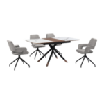 Armen Living Alora and Maverick Extendable Dining Table and 6 Chairs