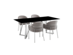 Armen Living Cressida and Portia Dining Table and 4 Chairs